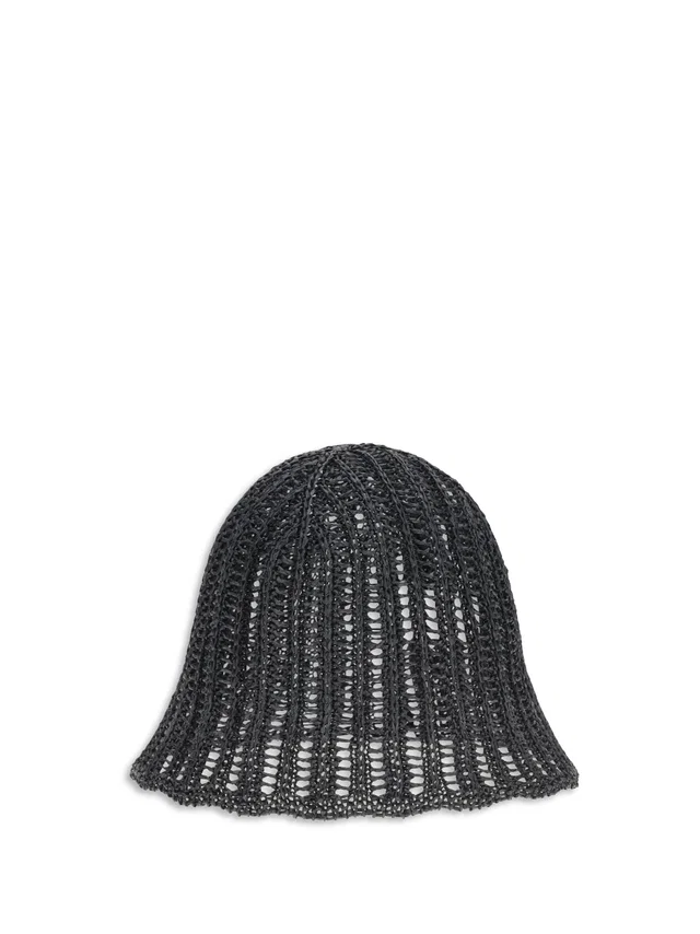 Brunello Cucinelli Mcap9a033 Techno Raffia Bucket Hat — Black Polyamide in Black Raffia from HEWI