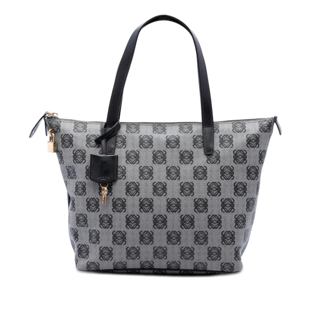Gray LOEWE Anagram Coated Canvas Tote in Grey Coated canvas from Designer Revival