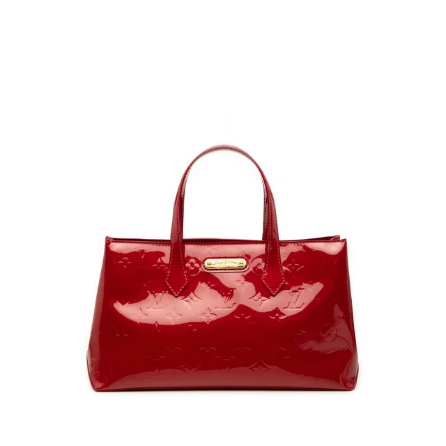 Red Louis Vuitton Monogram Vernis Wilshire PM Handbag in Red Leather from Designer Revival