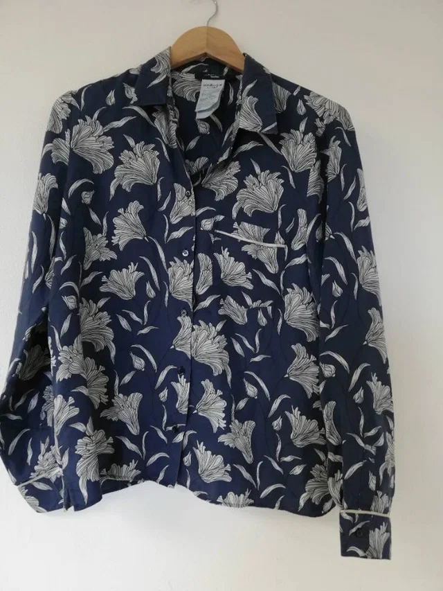 Max Mara Silk Shirt Blue Size: L in Blue Silk from Oxfam Online Shop