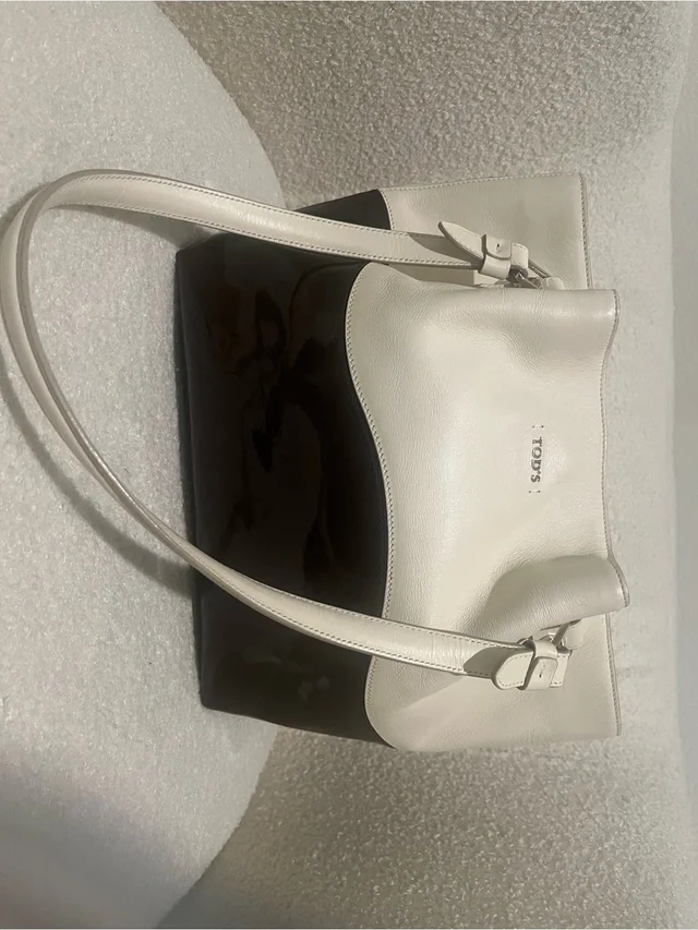 For @Nannyhowe Only Tod's Two-Tone Brown And Creme Shoulder Bag in brown|white|red from Poshmark