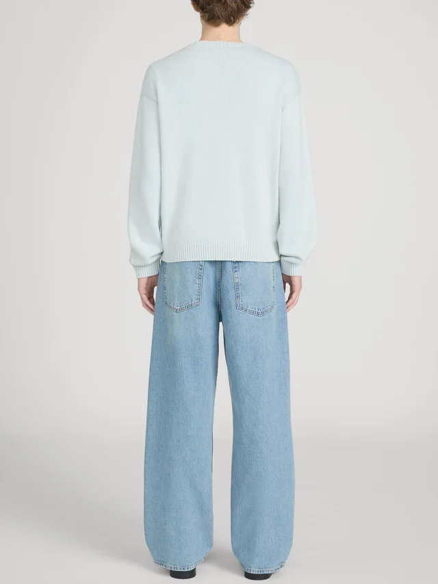 FRAME Cotton Silk Crewneck Sweater in Pale Blue, photo 6 of 14 from FRAME