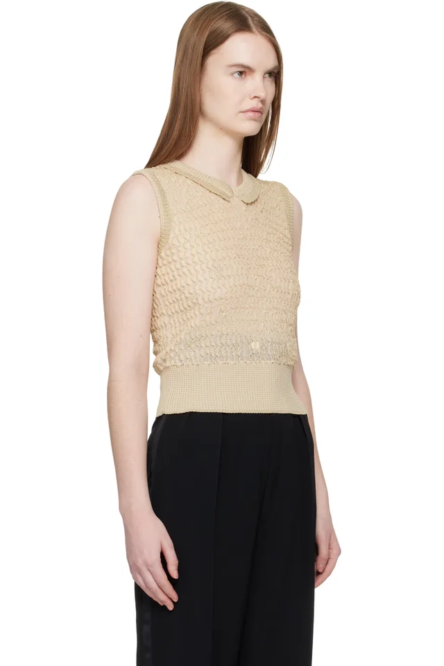 Maison Margiela Pink & Beige Scalloped Vest, photo 2 of 4 from SSENSE