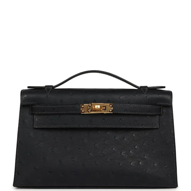 Hermès Kelly Pochette Caban Ostrich Gold Hardware in Ostrich from Madison Avenue Couture