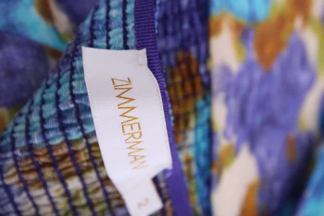 Zimmermann Floral Print Playsuit Blue/ Mustard S in Blue from Luxury Promise