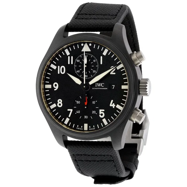 IWC Pilot's Top Gun Automatic Chronograph Mens Watch IW389001 in black Calfskin from Jomashop.com