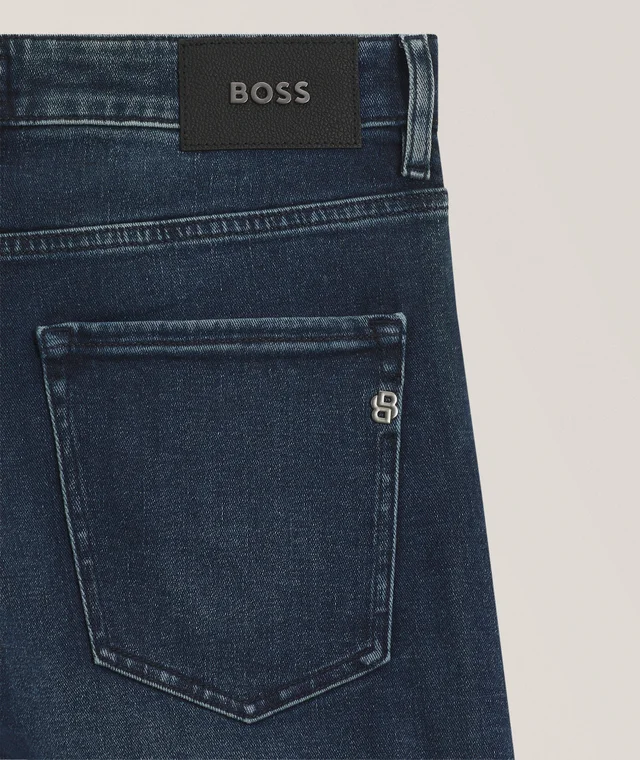 BOSS Delaware Slim-Fit Jeans in Dark Blue 94% cotton, 5% elastomultiester, 1% elastane, photo 2 of 3 from Harry Rosen
