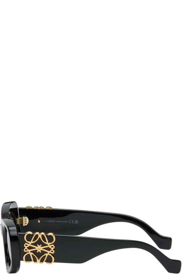 LOEWE Black Beveled Oval Maxi Anagram Sunglasses, photo 3 of 3 from SSENSE