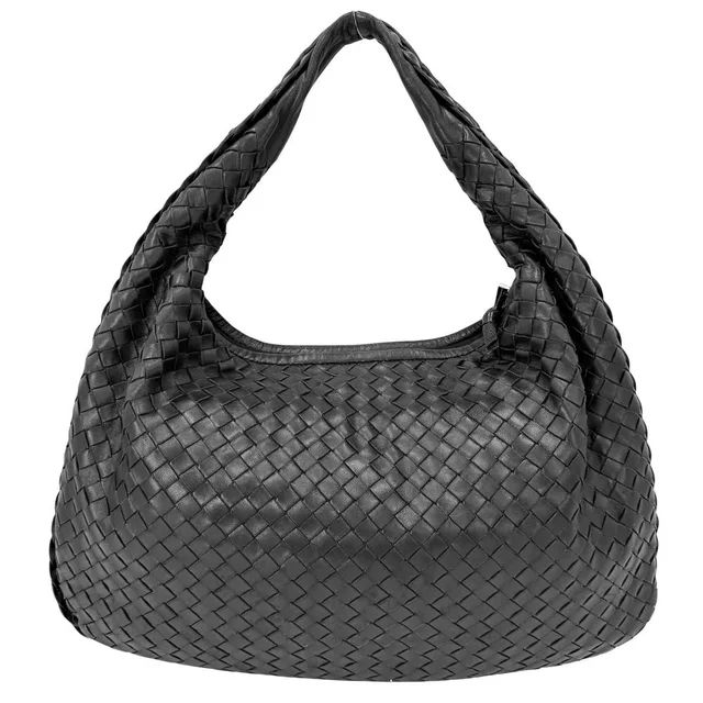 Bottega Veneta Handbag Intrecciato One Leather Black Gold in Black Woven leather from The Reluxe