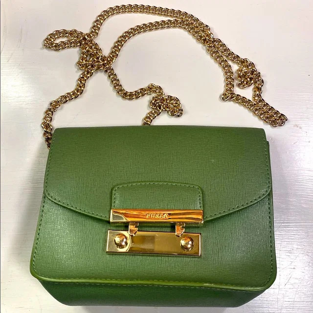 Furla Forest Green Leather Crossbody With Gold Hardware in green Leather from Poshmark