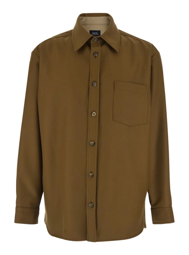 Brown Jacket with Classic Collar and Button Cuffs in Wool Blend Men in Brown, image 1 of 1 from Gaudenzi Boutique
