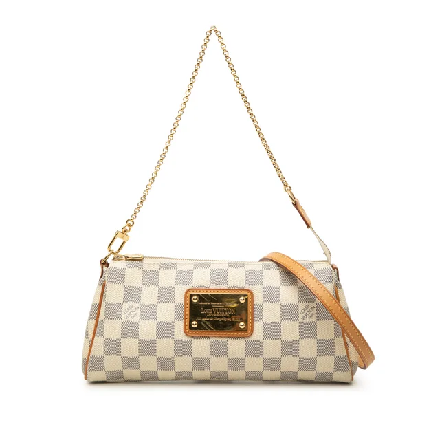 White Louis Vuitton Damier Azur Eva Satchel in White Canvas from Designer Revival, photo 1 of 1