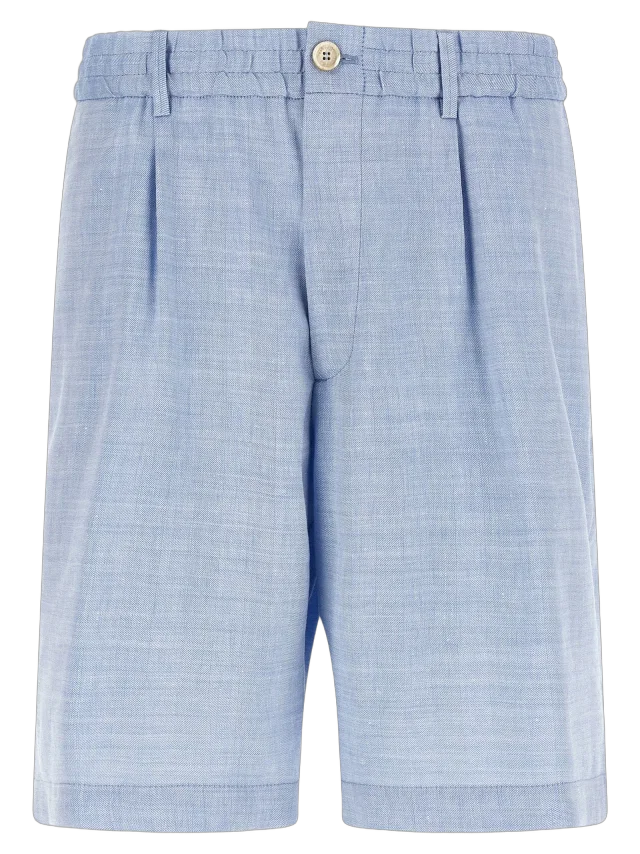 Brunello Cucinelli Linen and Virgin Wool Bermuda Shorts — Blue in Blue, image 1 of 1 from italist