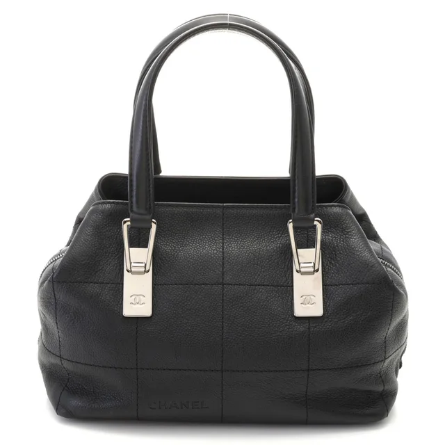 Chanel Choco Bar Line Black Silver Handbag Caviar Leather in Black Caviar leather from The Reluxe