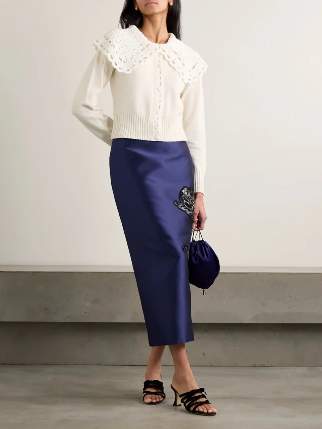 ERDEM Convertible merino wool-blend and crocheted organic cotton cardigan in White, photo 2 of 2 from NET-A-PORTER (Canada)