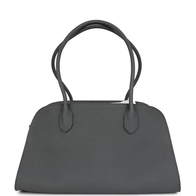 The Row Margaux Shoulder 12 Bag Timouse Grey Calfskin Silver Hardware in Grey Calfskin from Madison Avenue Couture