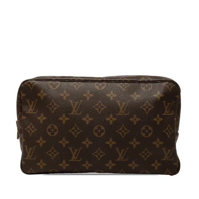 Brown Louis Vuitton Monogram Trousse Toilette 28 Clutch Bag in Brown Coated canvas from Designer Revival