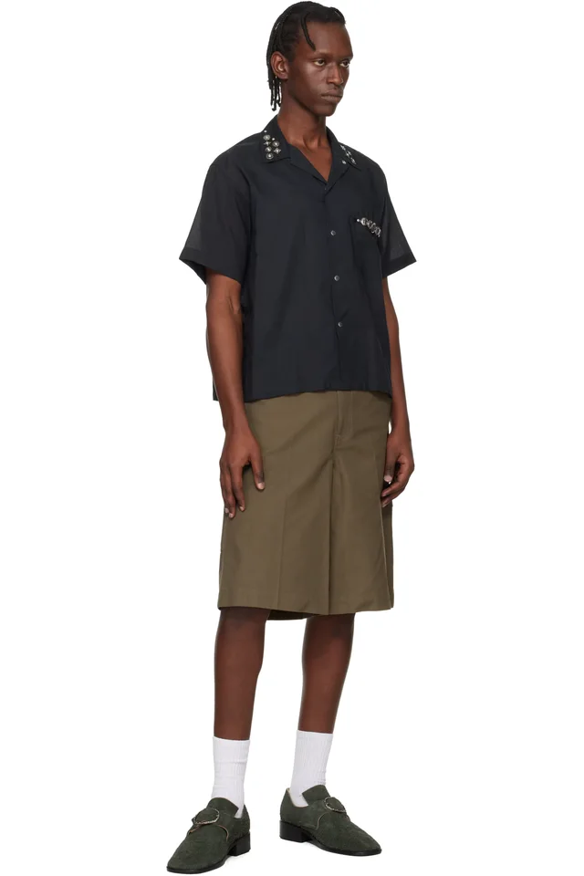 Toga Virilis Khaki Canvas Shorts, photo 4 of 4 from SSENSE