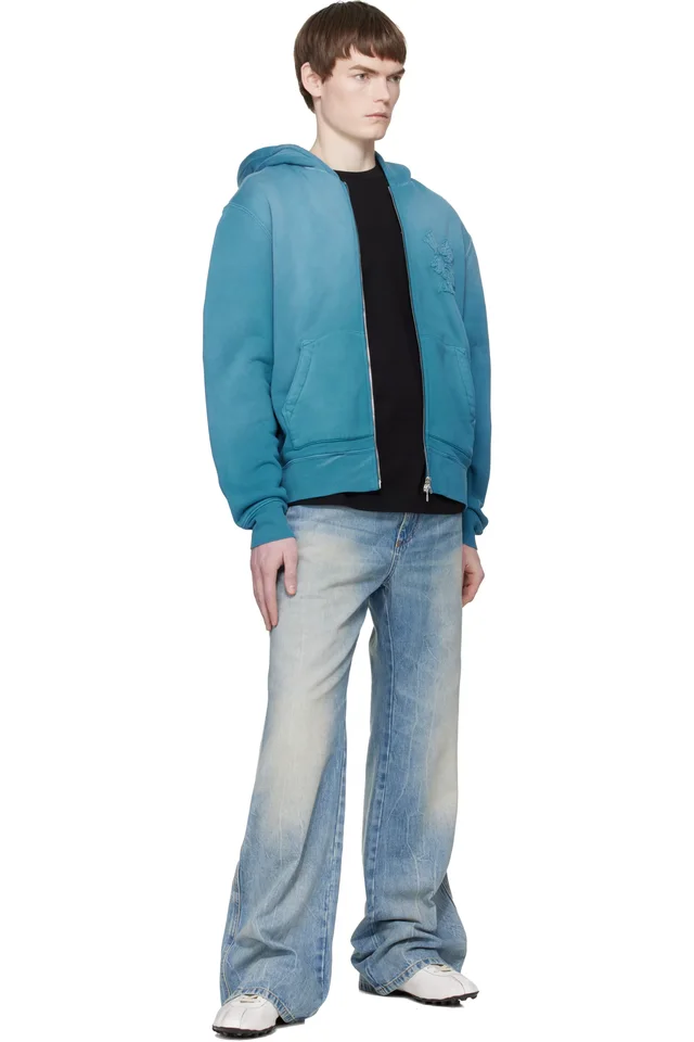AMIRI Blue MA Quad Zip Hoodie, photo 4 of 4 from SSENSE