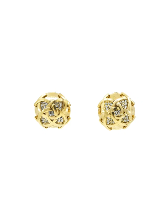 Chanel Double C Rhinestone Earrings from Arcade Vintage