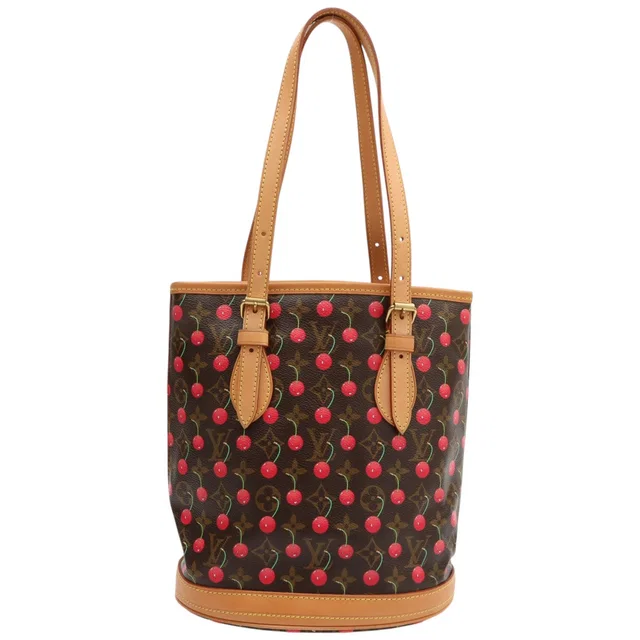 Louis Vuitton 2005 Takashi Murakami Collaboration Monogram Cerises Bucket PM Brown in Brown from VINTAGE QOO TOKYO