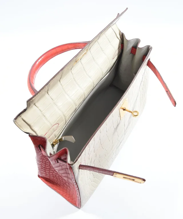 Hermès Kelly 32 HSS Beton / Geranium Matte alligator GHW #X (2016) in Crocodile from Luxury Promise, photo 16 of 20