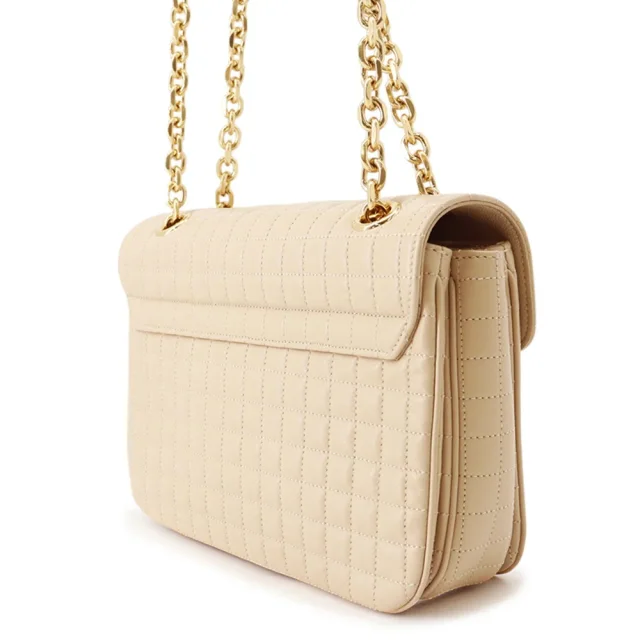 Celine C Medium Quilted ChainShoulder Bag Beige187253BFC Leather in Leather from GALLERY RARE, photo 3 of 18