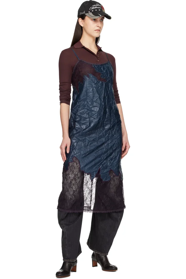 Andersson Bell Navy Embroidery Lace Midi Dress, photo 4 of 4 from SSENSE