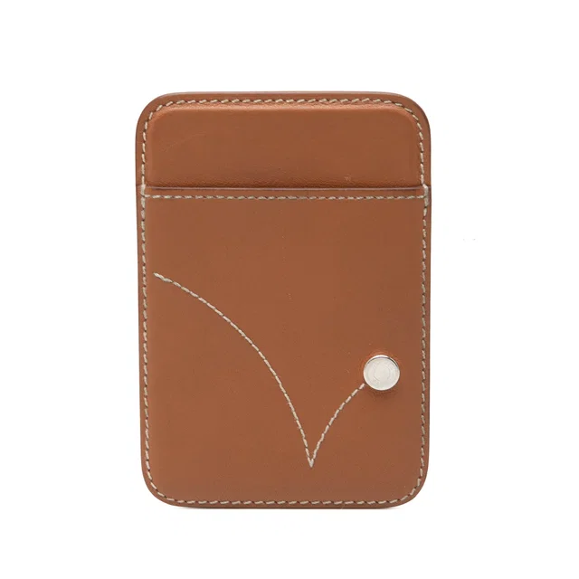 Brown Hermès Swift Bounce MagSafe Card Holder in Brown Swift leather from Designer Revival