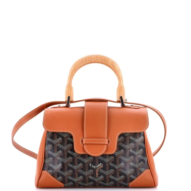 Goyard Saigon Top Handle Bag Coated Canvas with Leather Mini in brown|red Coated canvas from Rebag