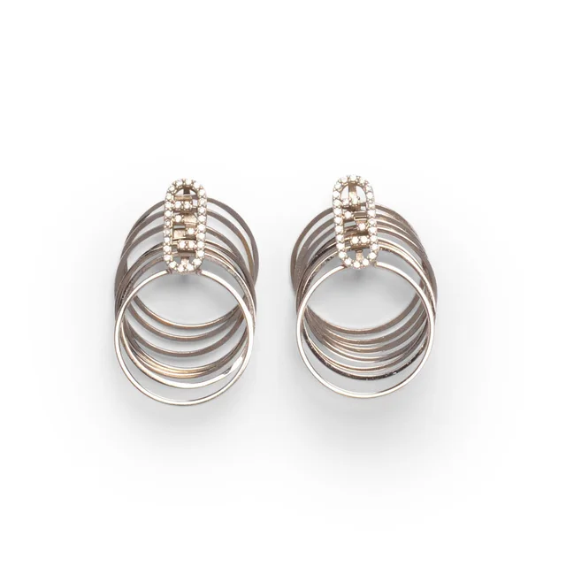 Fendi Crystal O'Lock Hoop Earrings in Silver from Blue Spinach