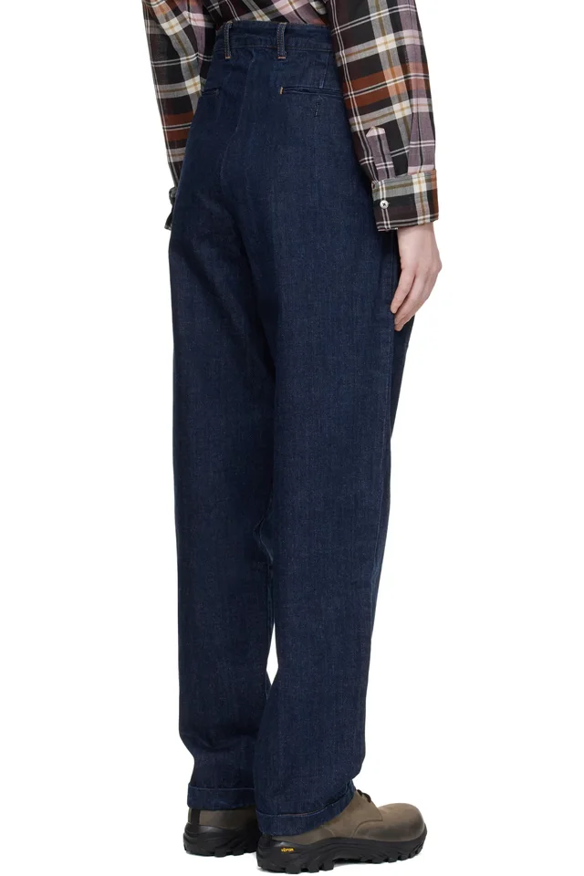 Carter Young SSENSE Exclusive Blue Washed Pleated Jeans, photo 3 of 4 from SSENSE