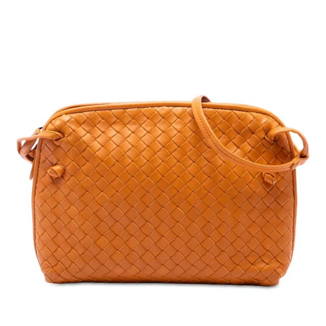 Orange Bottega Veneta Nappa Intrecciato Nodini Crossbody in Orange Nappa leather from Designer Revival