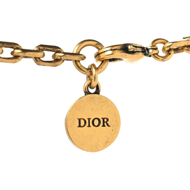 Dior Metal Pearl Crystal J'Adior Choker Necklace Antique Gold in Gold from FASHIONPHILE, photo 4 of 4