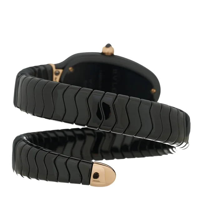 Bvlgari 18K Rose Gold Ceramic Diamond Bezel 35mm Serpenti Tubogas Quartz Watch Black in Black Ceramic from FASHIONPHILE, photo 3 of 5