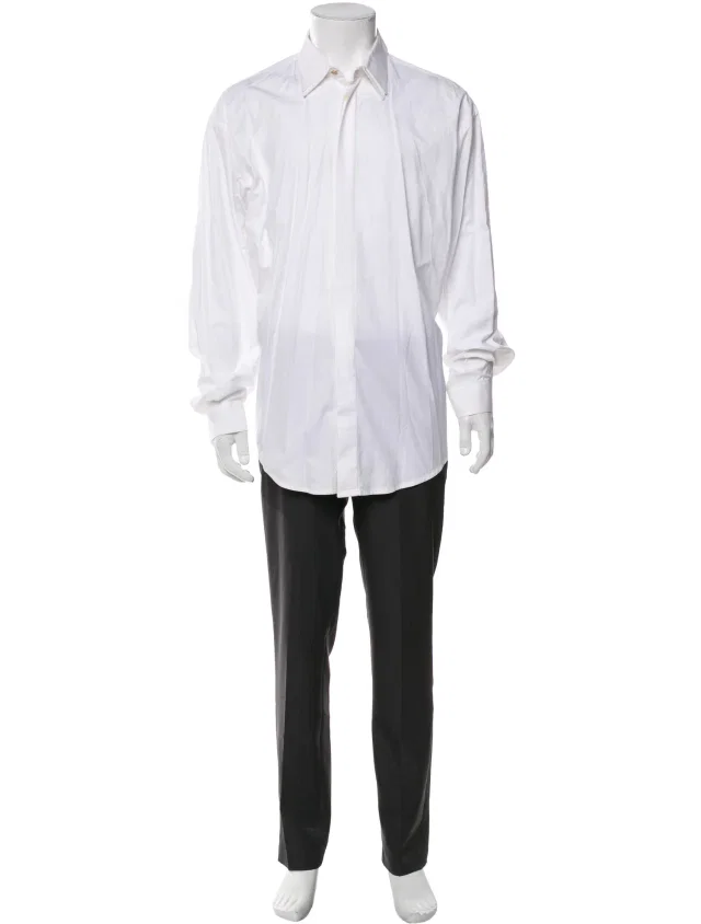 Versace Long Sleeve Tuxedo Shirt in white from The RealReal