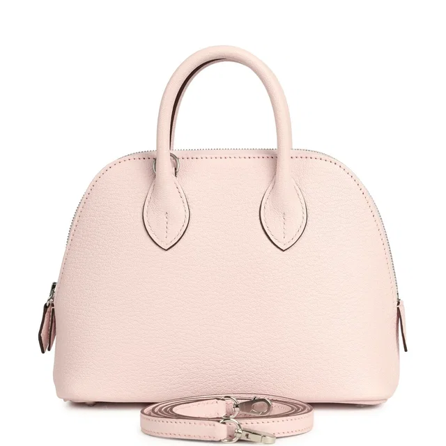 Hermès Mini 1923 Bolide Rose Darling Chevre Mysore Palladium Hardware in Pink Goatskin from Madison Avenue Couture