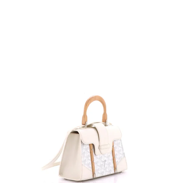 Goyard Structured Saigon Top Handle Bag Coated Canvas with Leather Mini in white Coated canvas from Rebag, photo 3 of 8