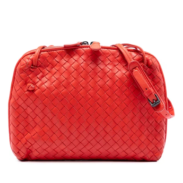 Orange Bottega Veneta Nappa Intrecciato Nodini Crossbody in Orange Nappa leather from Designer Revival