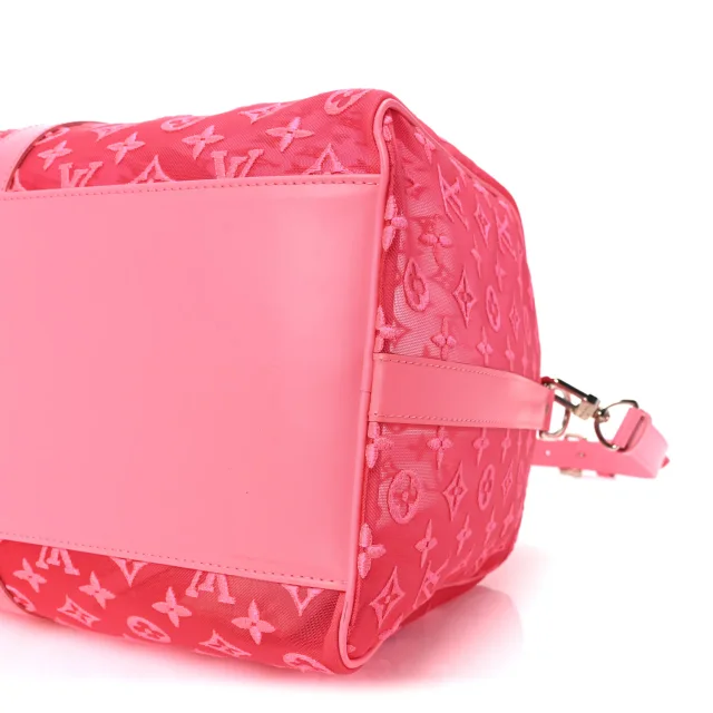 Louis Vuitton Monogram Fluo See Through Keepall Bandouliere 50 Rose in Pink Leather from FASHIONPHILE, photo 8 of 8