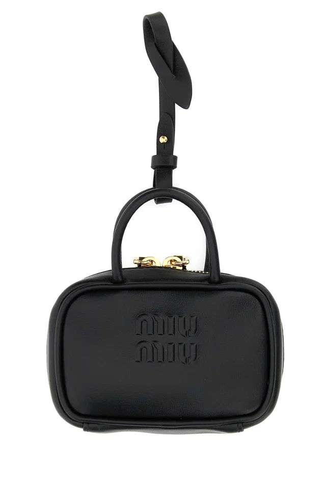 Miu Miu Beau Mini Bag — Black Vitello Wallet in Black Leather from HEWI