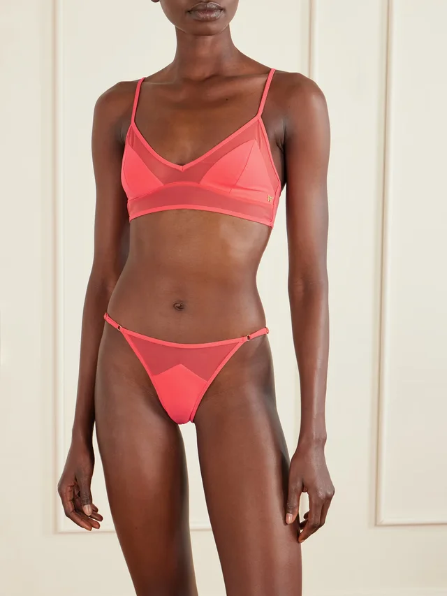 KIKI DE MONTPARNASSE Peep Show mesh-trimmed bikini top in Pink, photo 2 of 2 from NET-A-PORTER (Canada)