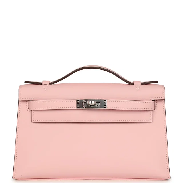Hermès Kelly Pochette Rose Sakura Swift Palladium Hardware in Pink Swift leather from Madison Avenue Couture