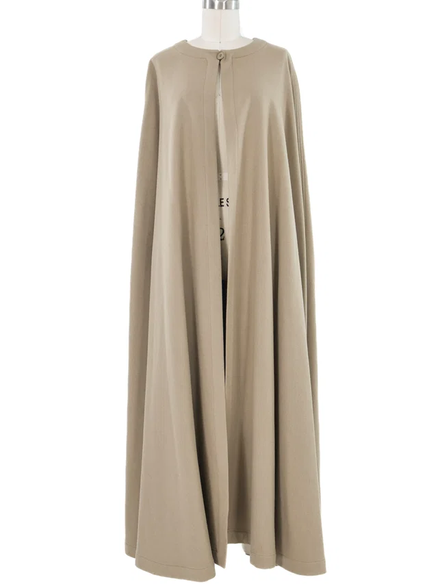 1970s Yves Saint Laurent Sage Wool Cape in Wool from Arcade Vintage