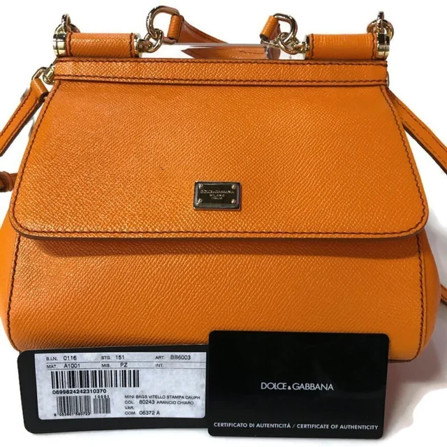 Dolce & Gabbana Mini Sicily Stampa Satchel in orange Leather from Poshmark