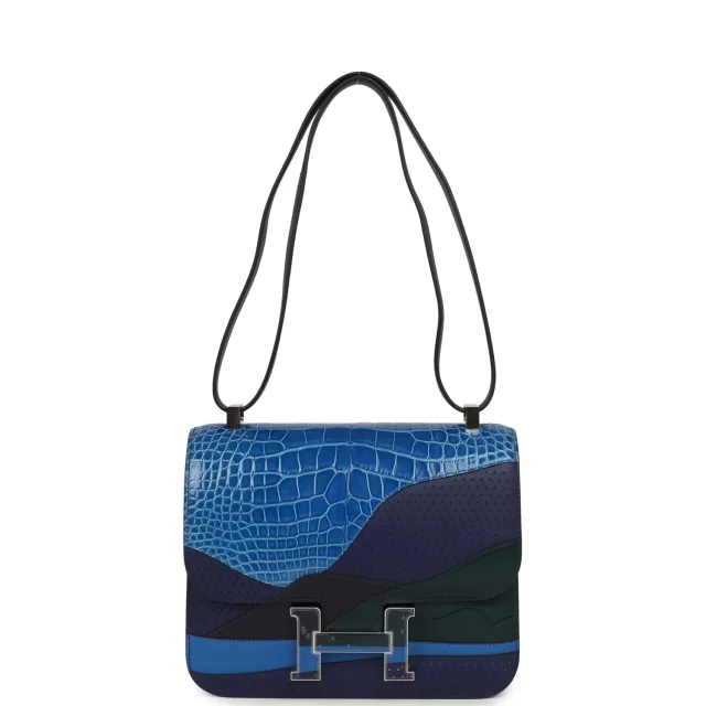 Hermès "Au Bout Du Monde" Constance 24 Bleu Zellige in Navy Swift leather from Madison Avenue Couture, photo 7 of 10