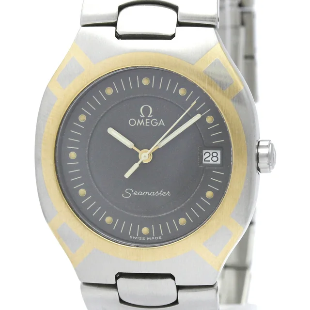 Omega Seamaster Polaris 18K Gold Steel Mens Watch 396.1022 Polished in Gray from Elady