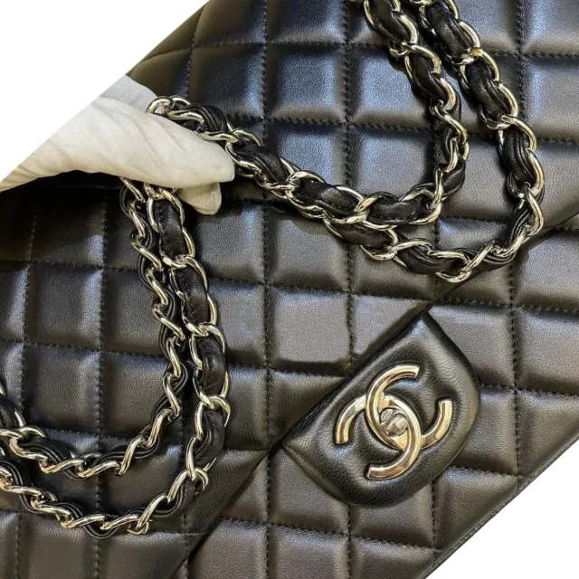Chanel Maxi Double Flap in Black Lambskin from HEWI, photo 7 of 10