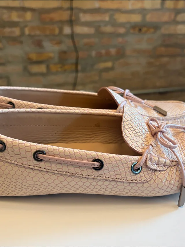 Tod's Blush Pink Snake-Texture Driving Loafers in pink Leather from Poshmark
