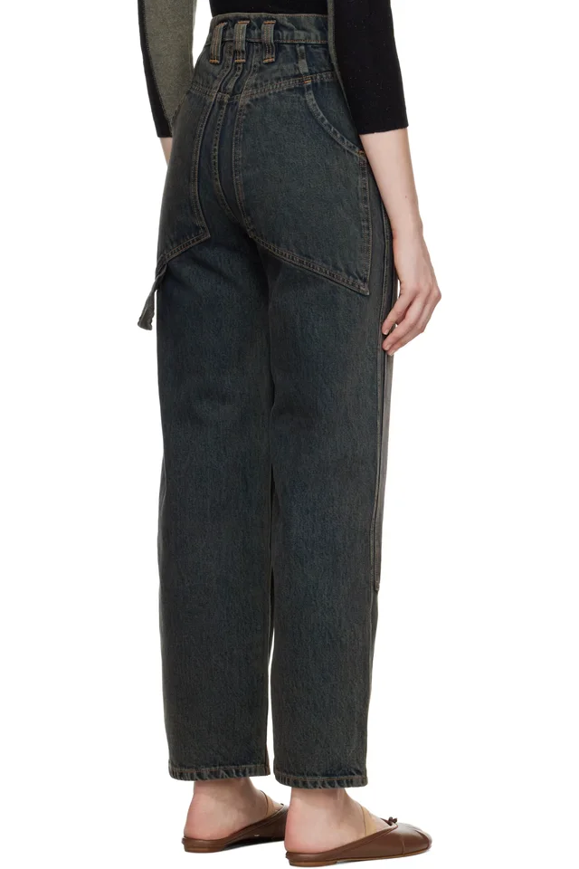 Eckhaus Latta Blue Double Knee Baggy Jeans, photo 3 of 4 from SSENSE